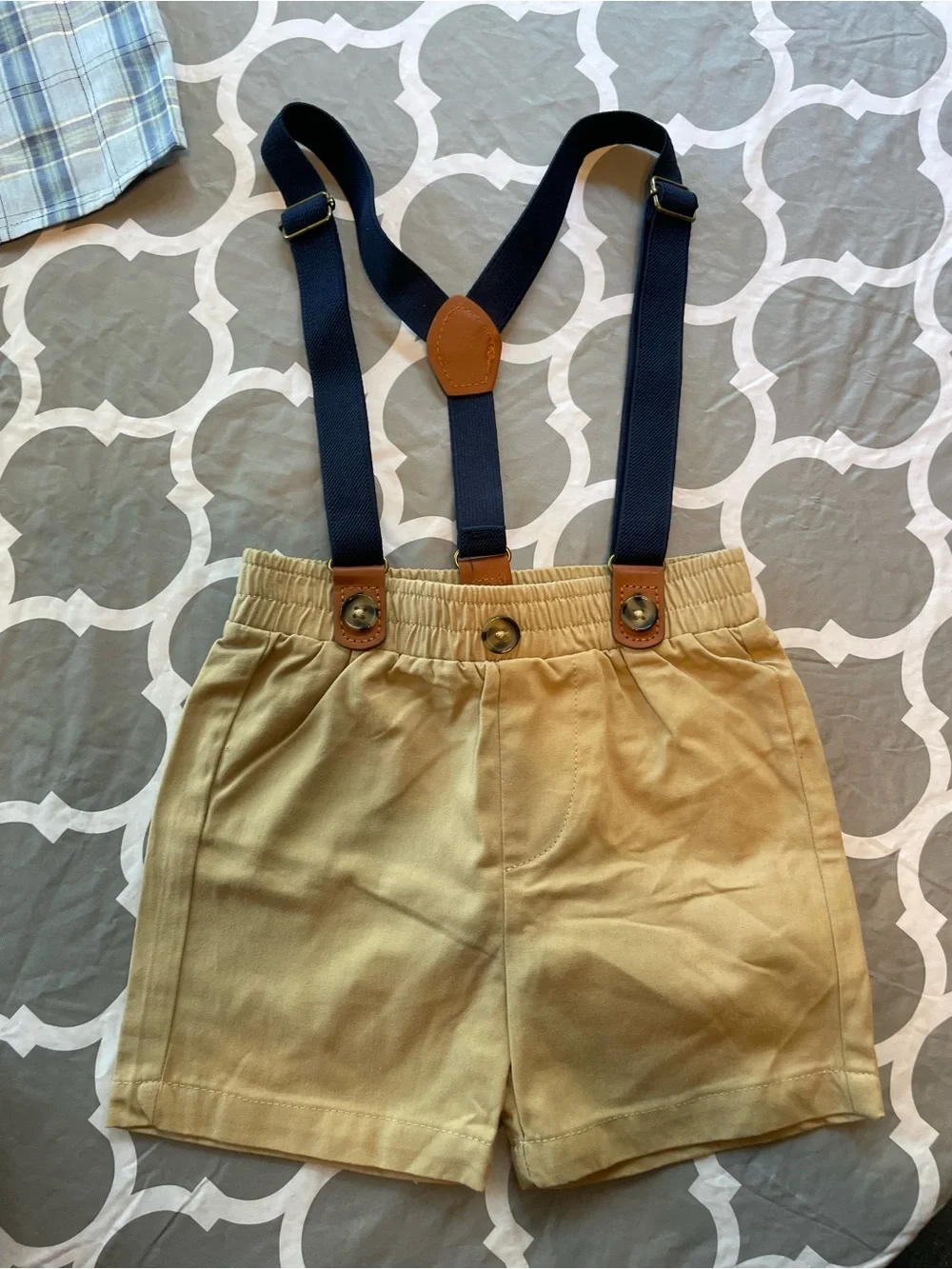 NWT 12M Andy & Evan Little Boy 4 Piece Outfit Button Up Shirt Bow Tie Suspenders